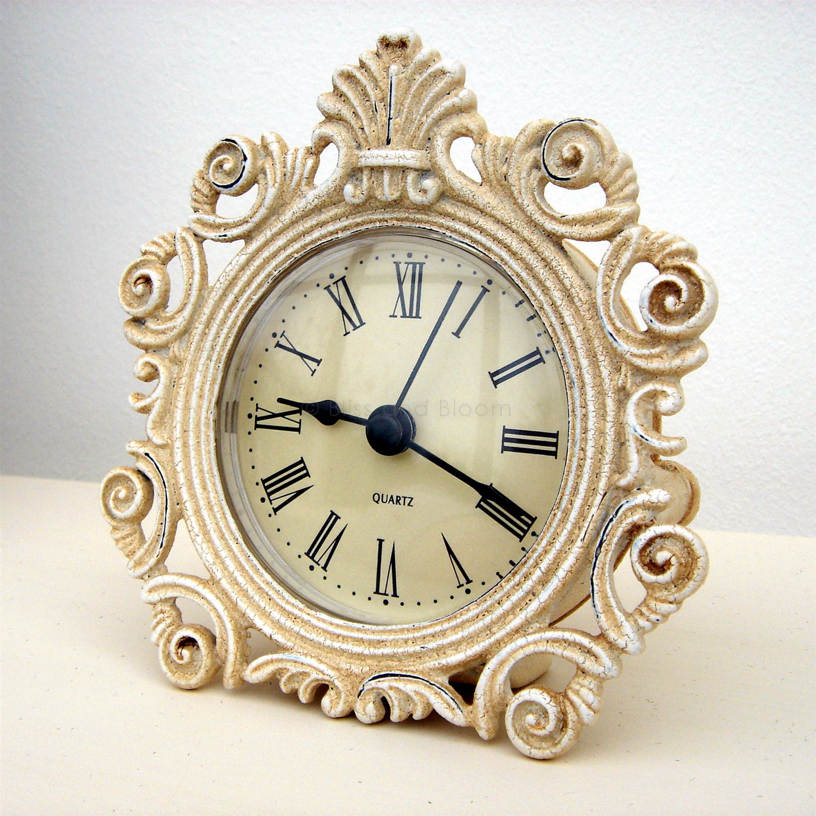 Small round cream clock 1 only Bliss and Bloom